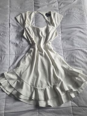 Next/Up White Ruffle-Hem Women's Dress